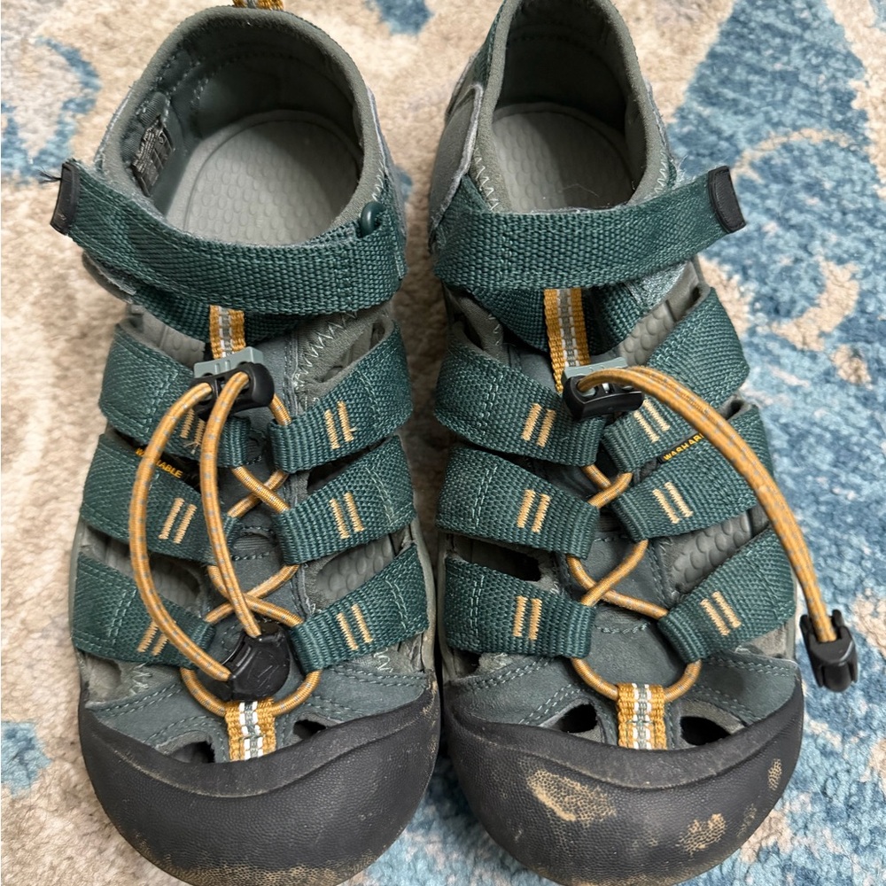 Keen Kids Dark Green Sandals with Yellow Accents